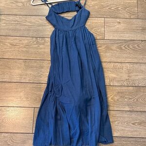 Sleeveless Navy Maxi Dress with Sweetheart Bodice